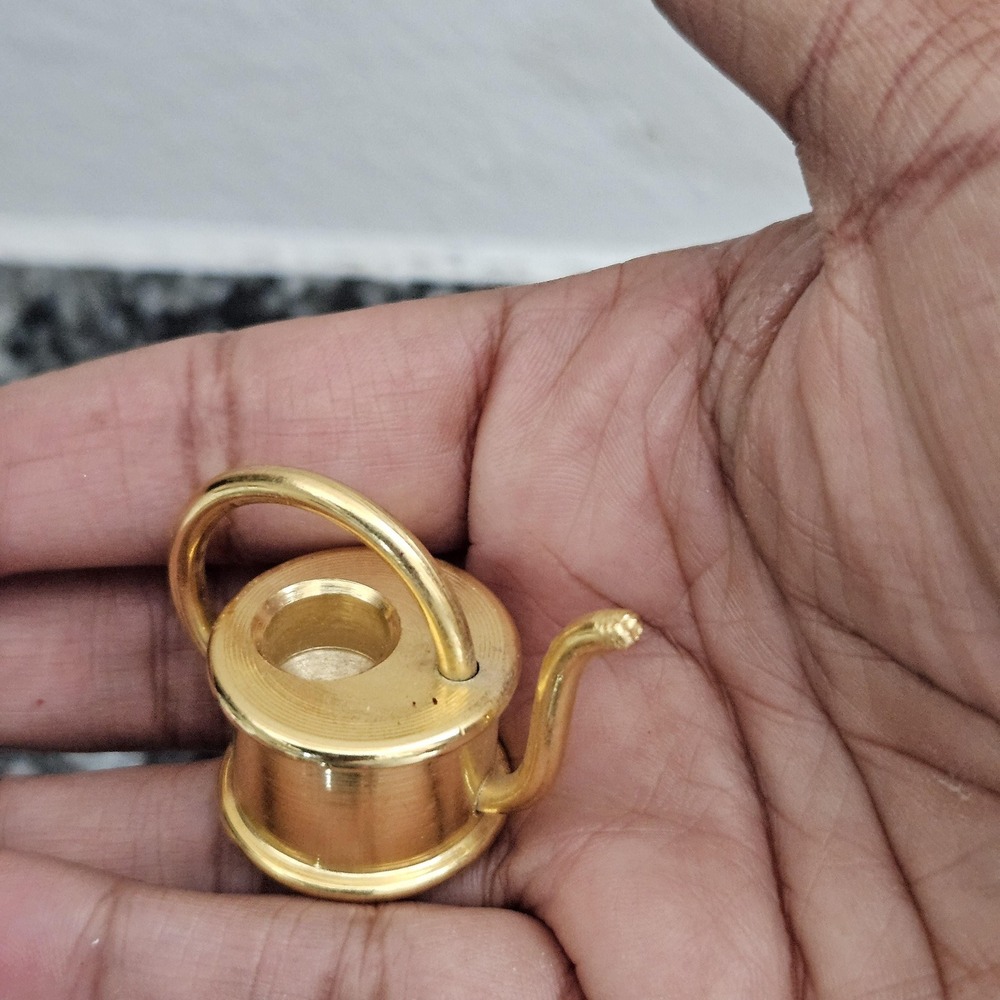 Gold Tone Metal Watering Can Mini‎ Dollhouse Accessory, Collectible Shelf Decor